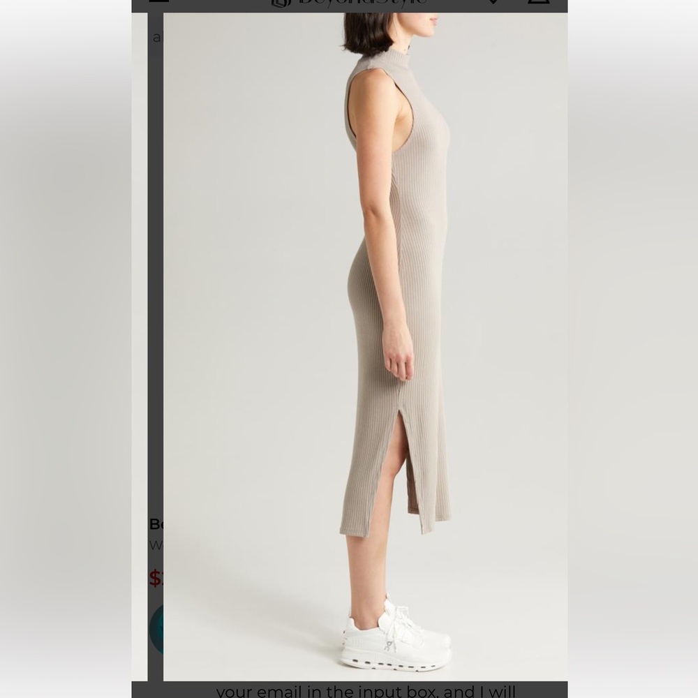 Beyond Yoga Well Traveled Taupe Rib Knit Athleisure Midi Dress Sz Small - Picture 4 of 16